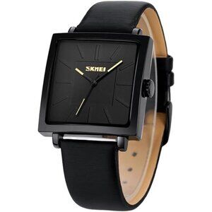Waterproof Womens Leather Watch Wrist Quartz Black